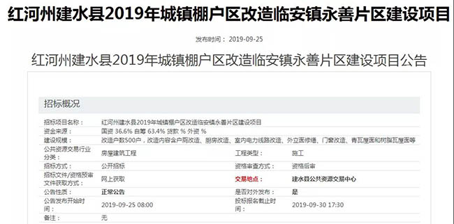 红河州三县市棚户区改造 涉及户数3007户 总预算1.5亿+